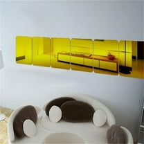Ke1Clo Acrylic Mirror Wall Stickers Gold, 6 Pcs Removable Decals for Home Decor, Living Room Bedroom Kitchen