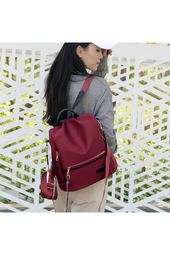 Anti-Theft Travel Backpack, One Shoulder Two Shoulder Convertible Ladies Bag with Back Open Pocket, Multifunctional Carryall for Commuting Shopping Dating Work, Red