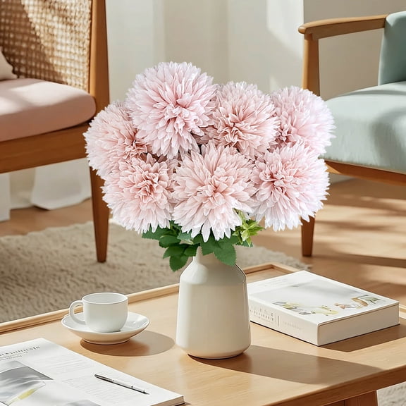 Ke1Clo Artificial 7 Head Chrysanthemum Flowers, Realistic Silk Bouquet Wedding Hall Decor, Banquet Table Centerpieces, Home Floral Arrangements