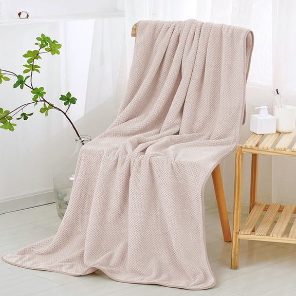 Ke1Clo Bath Towel Large 55x28 Inches Thick Absorbent Pineapple Velvet Towel, Soft Quick Dry Bath Sheet for Spa Gym Beach, Plush Solid Color Drying Towel, Khaki