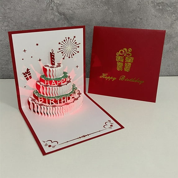 Ke1Clo Birthday Card under $5! 3D Cake Design Greeting Card with Envelope for Kids Party Gift
