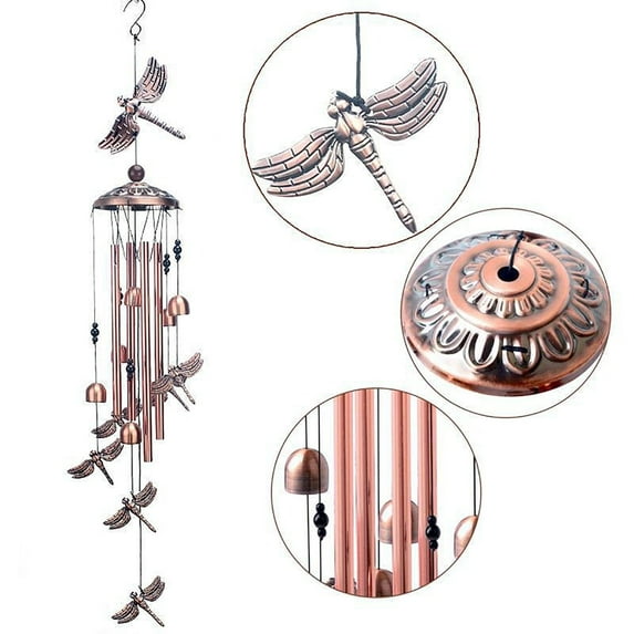 Ke1Clo Brass Wind Chimes under $5! Electroplated Metal Pipe Bells Odonata Hanging Ornaments for Garden Home Decor, Melodious Sound Relaxing Outdoor