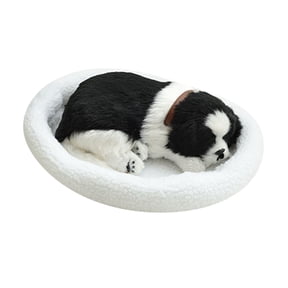 Ke1Clo Realistic Sleeping Breathing Dog, Interactive Plush Toy with Mat