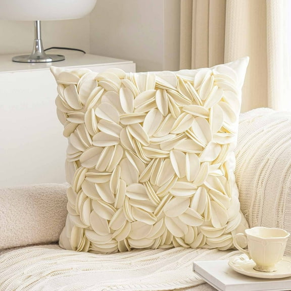 Ke1Clo Decorative Throw Pillow Cover under $5! Scandinavian Leaf Pattern Soft Cushion Cover for Sofa Bed White