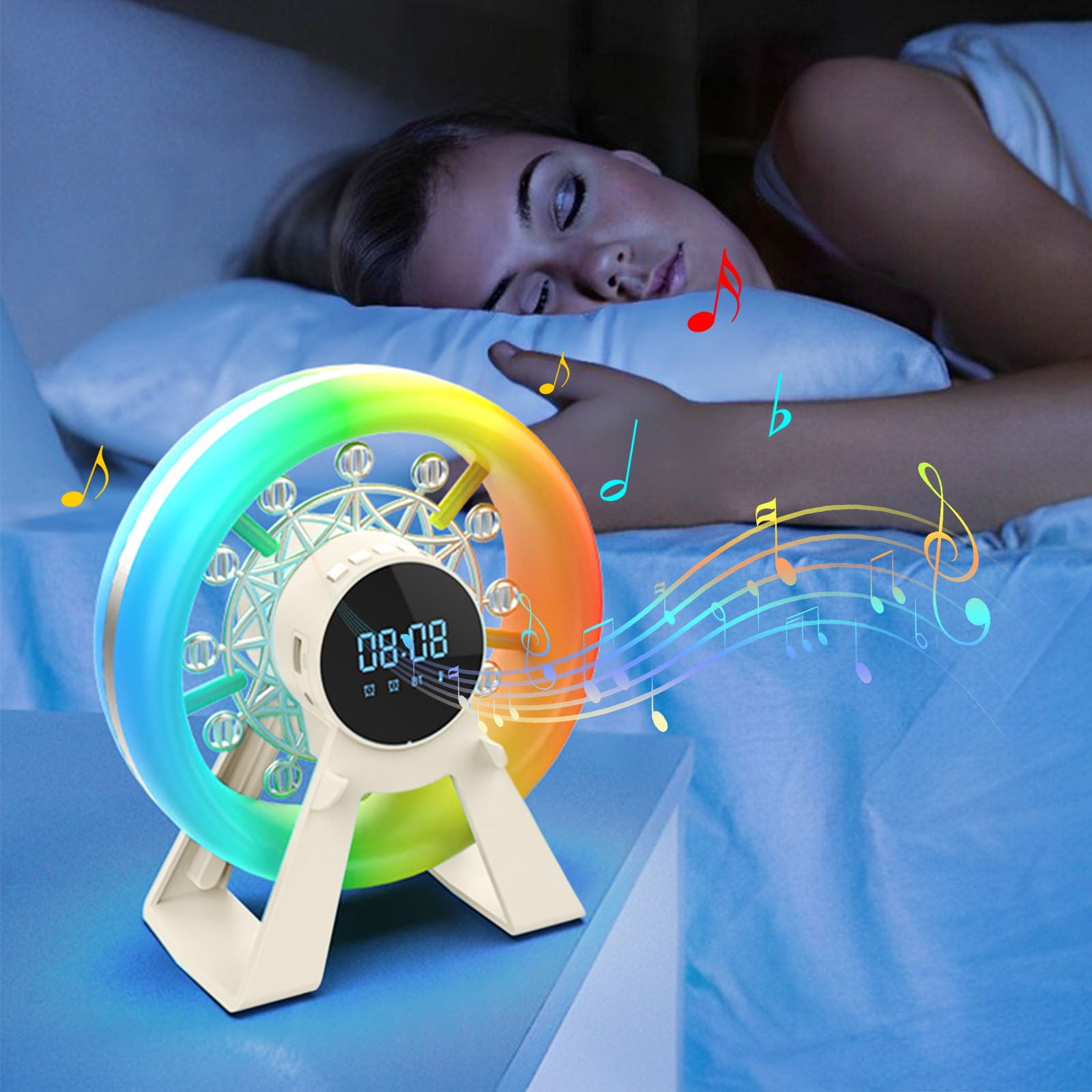 Ke1Clo Digital Alarm Clock with Bluetooth Speaker, Desk Clock for