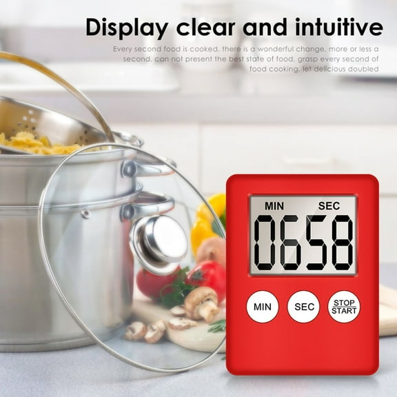 Ke1Clo Digital Kitchen Timer, Magnetic LCD Countdown Up Alarm Clock with 99 Minute 59 Second Timer, Cooking Baking Countdown Alarm for Fridge Oven Work, Red