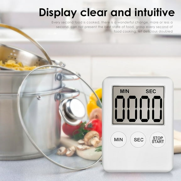 Ke1Clo Digital Kitchen Timer, Magnetic LCD Countdown Up Alarm Clock with 99 Minute 59 Second Timer, Cooking Baking Countdown Alarm for Fridge Oven Work, White