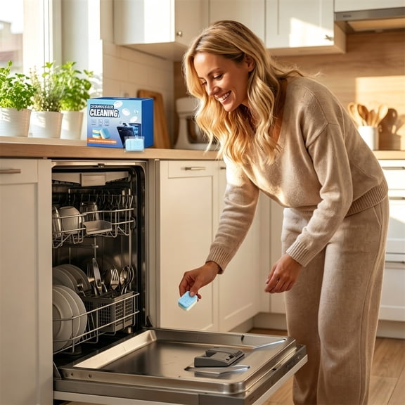 Ke1Clo Dishwasher Cleaner Tablets, Effervescent Drum Cleaning Tablets, Freshening Deodorizing Tablets for Top-Loading Front-Loading Dishwashers, Long-Lasting Maintenance