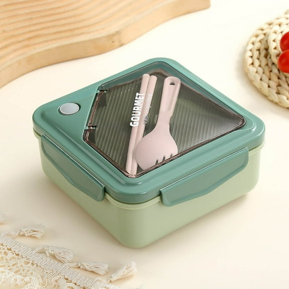 Ke1Clo Divided Lunch Box under $5! Plastic Bento Container with Utensils for Microwave Heating Secure Lock for No Spills Easy Clean