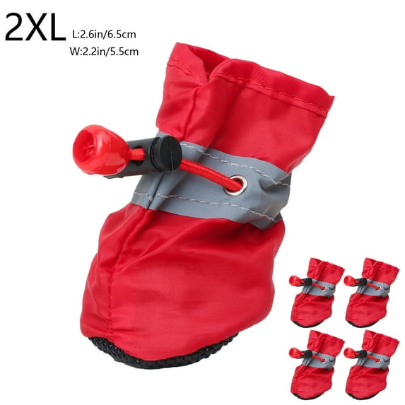 Ke1Clo Dog Shoes for Small Dogs Paw Protector Under $5! Non-Slip Waterproof Reflective Booties, Red, 4 Pairs