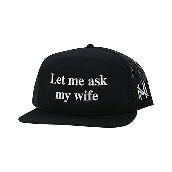 Ke1Clo Embroidered Truck Driver Hat, Humorous Cap with "Let Me Ask My Wife" Design, Durable Hat for Long Drives, Fun Gift for Truck Enthusiasts