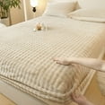 thumbnail image 1 of Ke1Clo Fitted Flannel Bed Sheet under $5! Winter Plush Velvet Mattress Protector Queen Size Khaki, 1 of 7