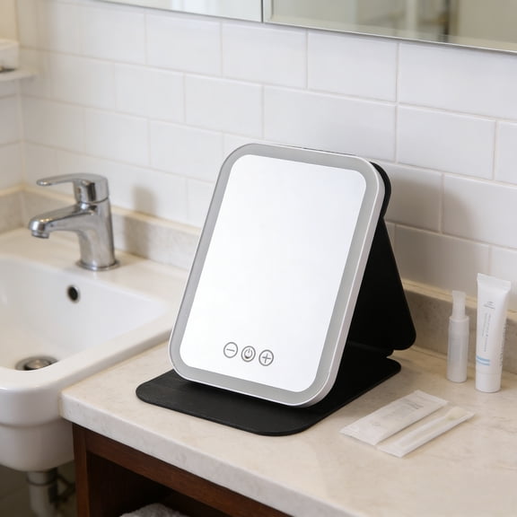 Ke1Clo Foldable Hand Mirror, Vintage Style Compact Mirror, Large Princess Vanity Mirror, Portable Folding Cosmetic Mirror with Leather Cover