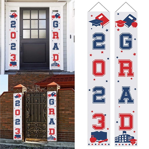 Ke1Clo Graduation Banner, 2023 Class Congrats Porch Sign, Large Photo Background for Party Decor, Durable Polyester Fabric Hanging Banner