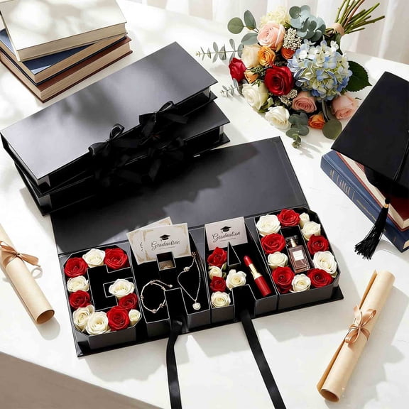 Ke1Clo Graduation Gift Box, Fillable Letter Shaped Cardboard Box for 2026 Grads with Congrats Cover, DIY Gift Tray, Large Decorative Present for Graduation Party Decor