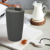 Ke1Clo Gray Straw Coffee Mug under $5! Portable Travel Tumbler with Lid Leak Proof for Hot Cold Drink 6.1x2.75in ABS Material