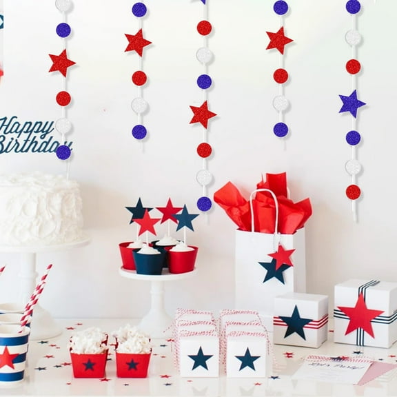 Ke1Clo Independence Day Party Hanging Decorations Red White Blue Paper Flower Set for Holiday Celebrations 4th of July Memorial Day Background Decor