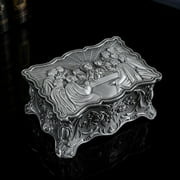 Ke1Clo Last Supper Rosary Necklace Box, Catholic Eucharistic Case for Jewelry Storage, Vintage Metal Keepsake Box with Engraved Pattern for Rosary Gifts