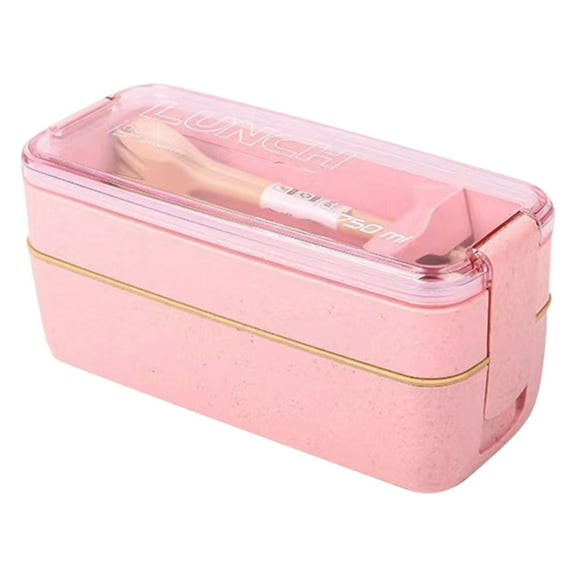 Ke1Clo Lunch Box under $5! Wheat Straw Double Layer Container with Transparent Lid for Food Storage Office School