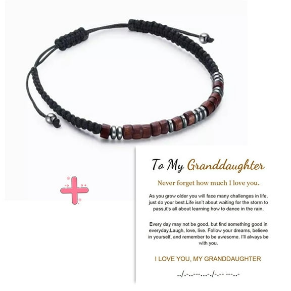 Ke1Clo Meaningful Adjustable Bracelet with I Love You Message for Special Person Gift for Birthday Christmas Thanksgiving Beaded Design Leather Cord