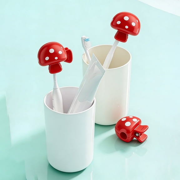 Ke1Clo Mini Mushrooms Toothbrush Cover, Travel Toothbrush Head Protector Dustproof Cap, Portable Storage Case for Home Outdoor Camping Gym Toiletry Bag, Red