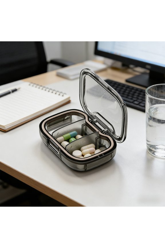 Mini Weekly Pill Organizer Box 3 Grid Moisture Proof Portable Medicine Container for Travel Purse Keychain Small Accessories