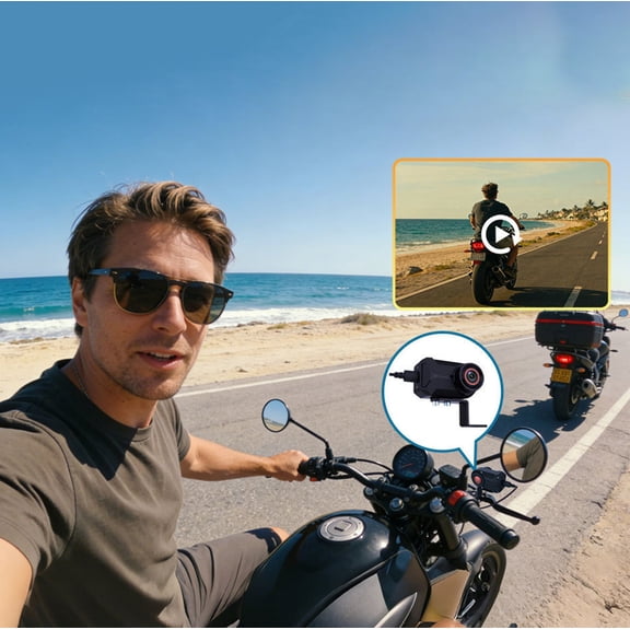 Ke1Clo Motorcycle Dash Cam, 1K Lens Ride Recorder with WiFi, USB Powered HD Driving Recorder, 140 Wide Angle, Waterproof Black Box for Motorcycle