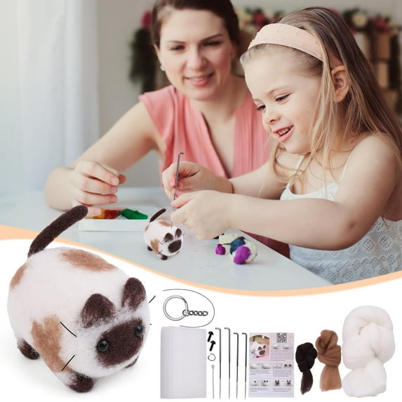 Ke1Clo Needle Felting Kit for Beginners under $5! DIY Animals Wool Needles Set with Instruction Craft Toy for Adults Kids Christmas Birthday Gift