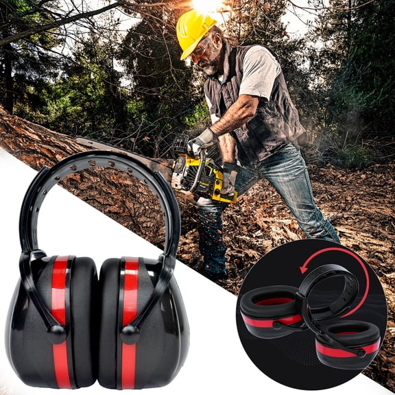 Ke1Clo Noise Reduction Earmuffs, 30dB SNR Hearing Protection for Sleep Learning Work, Soft High Elasticity Shooting Ear Protectors with Foldable Design for Travel Office, Red