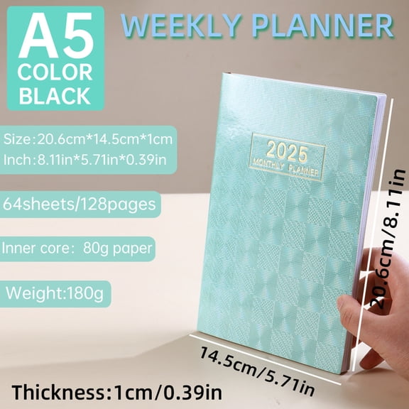 Ke1Clo Planner Notebook under $5! 2025 Schedule A5 Monthly Weekly Pages Efficiency Planner Office Supplies Student Organizer Bookmark for Planning