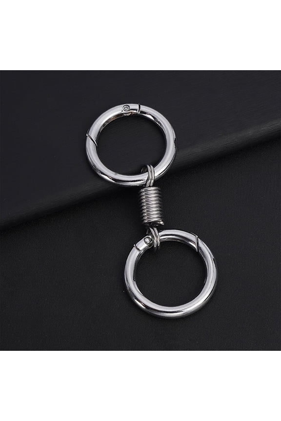 Premium Spring Double Ring Keychain, High-End Pendant Vehicle Key Ring Waist Hanging, Exquisite Portable Key Organizer Hold for Car Keys Home Office Gift, Silver