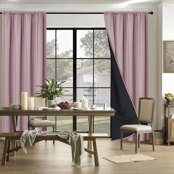 Ke1Clo Rod-Pocket Light-Blocking Curtains, Polyester Pongee Sun-Blocking Drapes, Thermal Insulated & Soundproof for Living Room