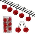 thumbnail image 1 of Ke1Clo Shower Hooks under $5! Rose Decorative Curtain Rings for Bathroom Window Hardware Accessories Red, 1 of 6