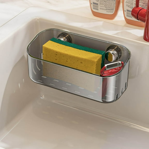 Ke1Clo Sink Storage Rack, Kitchen Organizer for Sponge and Cleaning Tools, Removable with Strong Suction Cups, Good Draining for Bathroom and Sink