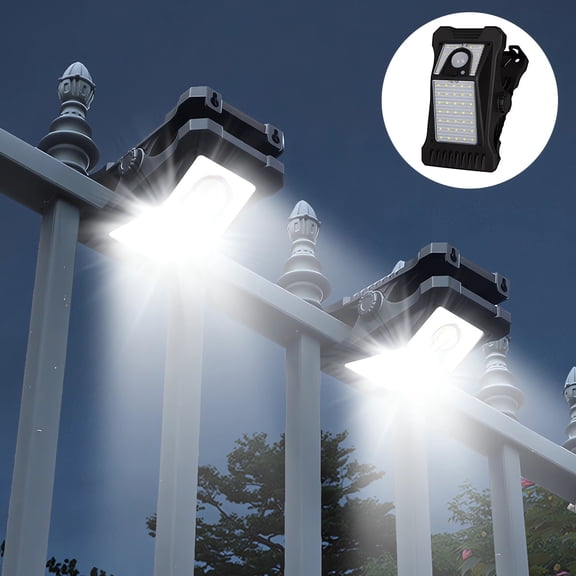 Ke1Clo Solar Clamp Light Outdoor Motion Wall Light, Portable Induction LED Garden Lamp for Patio Walkway Stairs, Rechargeable USB-C Waterproof Security Lighting, Black