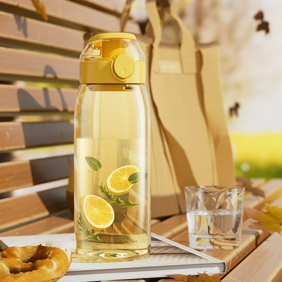 Ke1Clo Sports Water Bottle under $5! 19.6oz Leakproof Locking Cover for Gym Outdoor Fitness, Yellow, Food Grade Plastic, 7.59x3.07 Inches