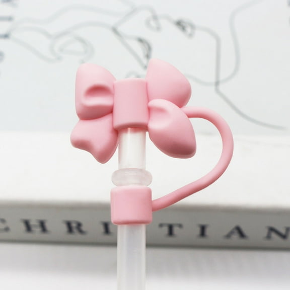 Ke1Clo Straw Cover under $5! Bow Shaped Silicone Cover Splash Proof Reusable for Large Diameter Straws Kids Use