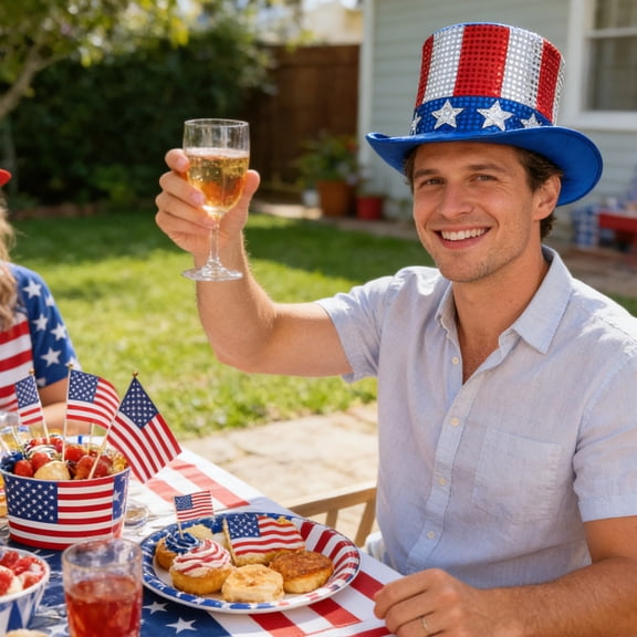 Ke1Clo USA Independence Day Flag Hat Sequined Uncle Sam Top Hat Patriotic Carnival Party Headwear for July 4th Parades Celebrations