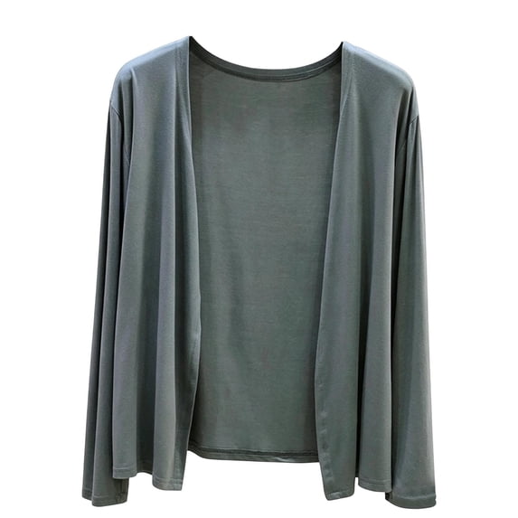 Ke1Clo Women Cardigan Lightweight Soft Long Sleeve Solid Casual Loose Knit Tops Spring Summer Fall Beach Vacation Travel Party Cardigans Gray Free Size