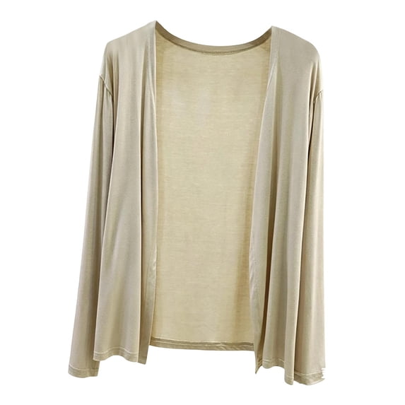 Ke1Clo Women Cardigan Lightweight Soft Long Sleeve Solid Casual Loose Knit Tops Spring Summer Fall Beach Vacation Travel Party Cardigans Khaki Free Size