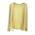 thumbnail image 1 of Ke1Clo Women Cardigan Lightweight Soft Long Sleeve Solid Casual Loose Knit Tops Spring Summer Fall Beach Vacation Travel Party Cardigans Yellow Free Size, 1 of 7