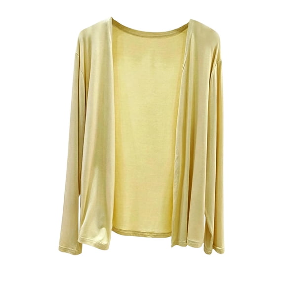 Ke1Clo Women Cardigan Lightweight Soft Long Sleeve Solid Casual Loose Knit Tops Spring Summer Fall Beach Vacation Travel Party Cardigans Yellow Free Size