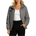 thumbnail image 1 of Ke1Clo Women's Lightweight Hooded Jacket Casual Zip Up Long Sleeve Windbreaker Outdoor Spring Fall Loose Fit Cardigan Coat Gray S, 1 of 7