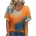thumbnail image 1 of KeFaWanJu Plus Size Women's Gradient Blouse V-Neck Short Sleeve Casual Loose Shirts, 1 of 8
