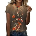 thumbnail image 1 of KeFaWanJu Summer ! Round Neck T Shirts for Women Plus Size Short Sleeve Tshirts Under $5 Floral Tee Shirts,Red C Sizes XXXL, 1 of 5