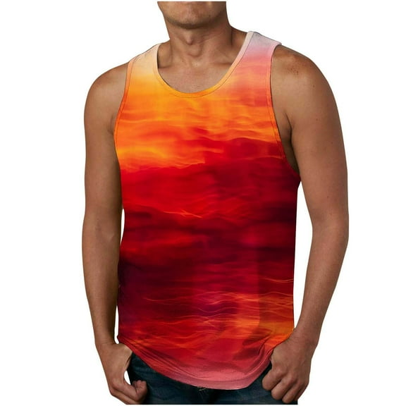 KeFaWanJu Tank Tops for Men Big and Tall Summer Casual Sleeveless Printed Vacation Beach Tops