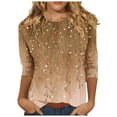 thumbnail image 1 of KeFaWanJu Womens Tops Dressy Casual 3/4 Sleeve Plus Size Printed Tee Shirts Crew-Neck Tunic Top, 1 of 5