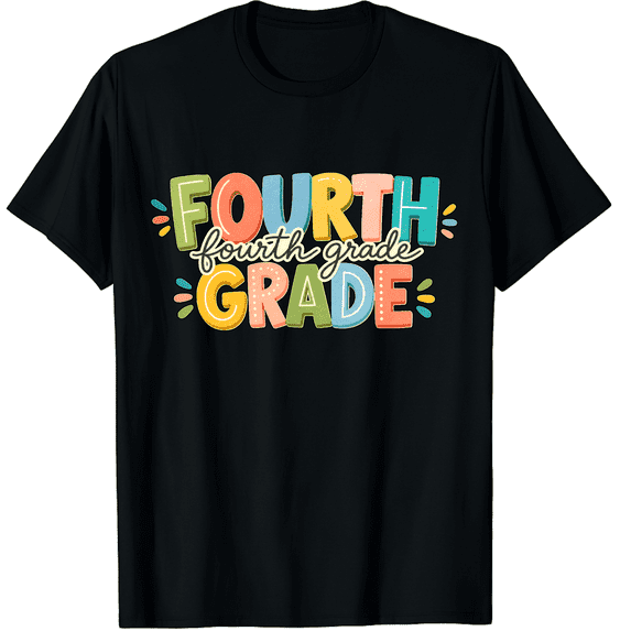 KeHetSoft 4th Grade Teacher Layered Retro Lettering Cotton Unisex T-Shirt