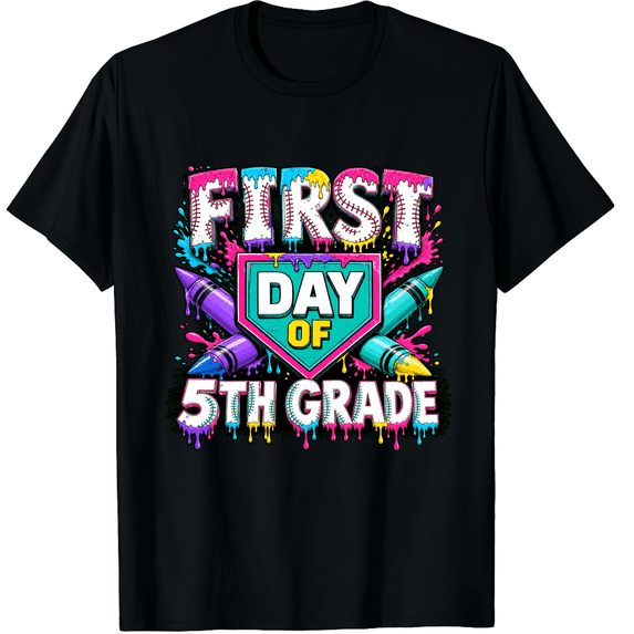 KeHetSoft 5th Grader First Day Paint Splash Cotton Unisex T-Shirt
