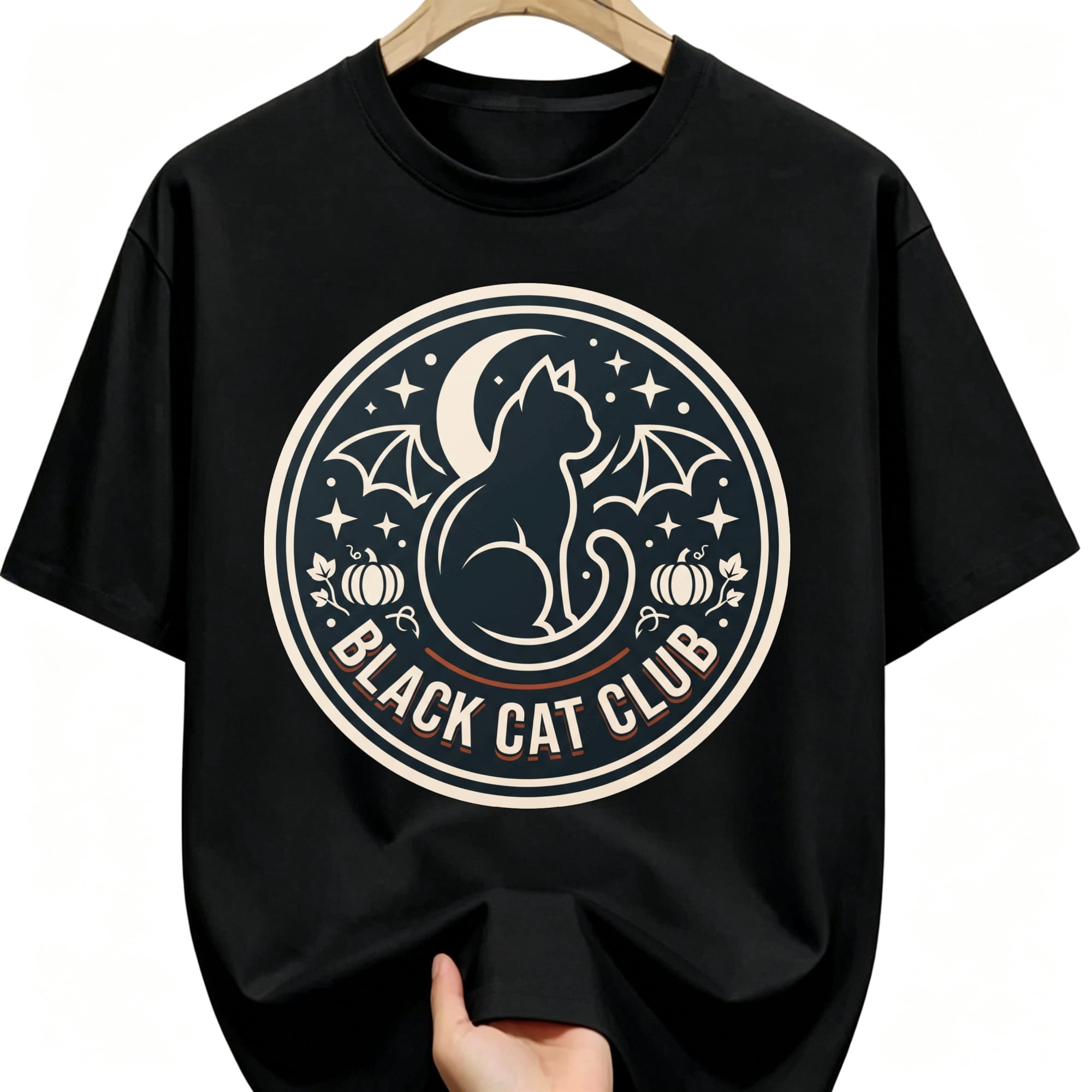 KeHetSoft Black Cat Club Line Art Bat Wings Moon Pumpkins Halloween ...